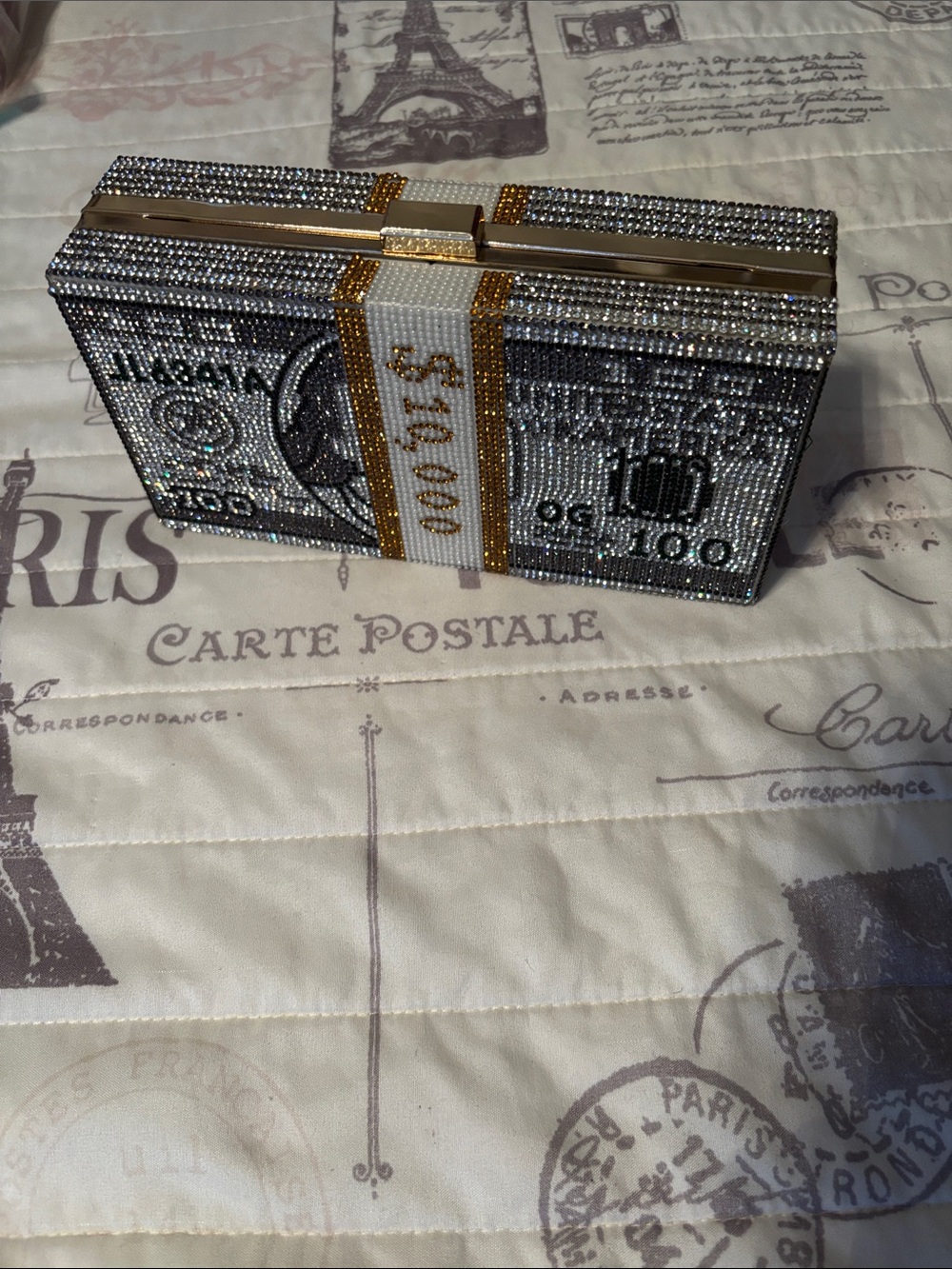 Crystal Money Bundle Clutch – Silver and Gold